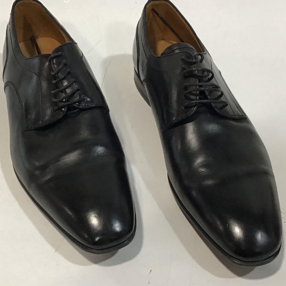 Men’s Bally Classic Black Leather Plain Toe Oxford Lace Up Dress Shoes Size 11D